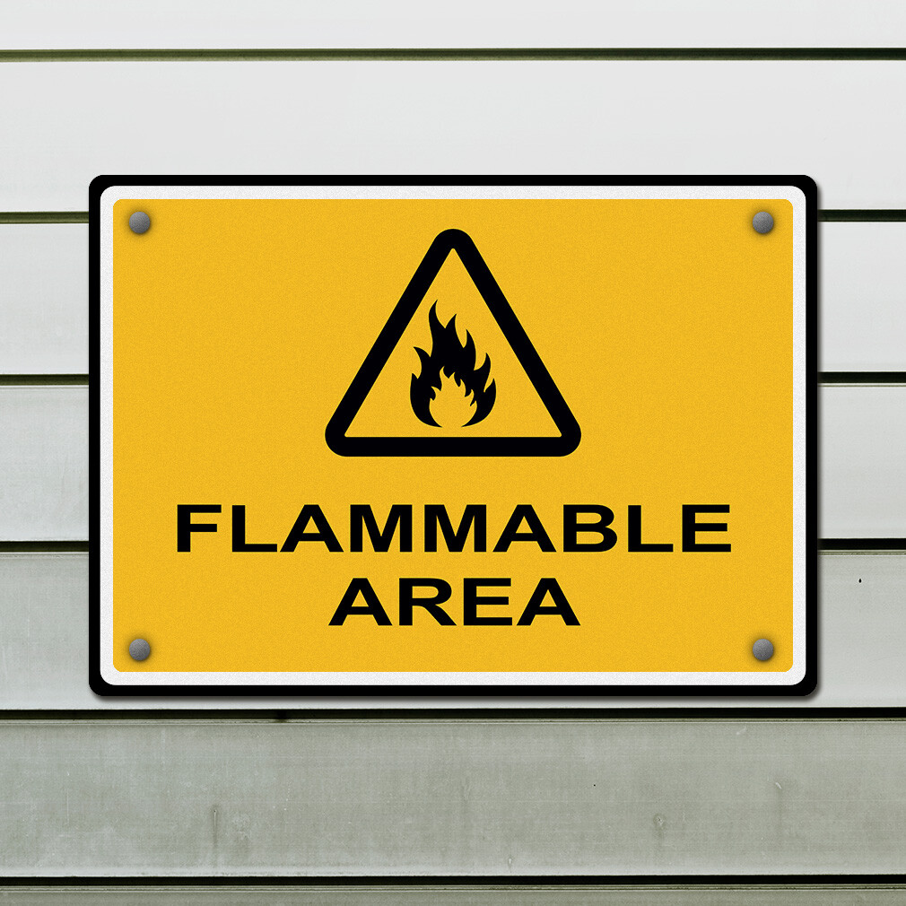 Horizontal Metal Sign Flammable Area Clean Weatherproof Street Signage