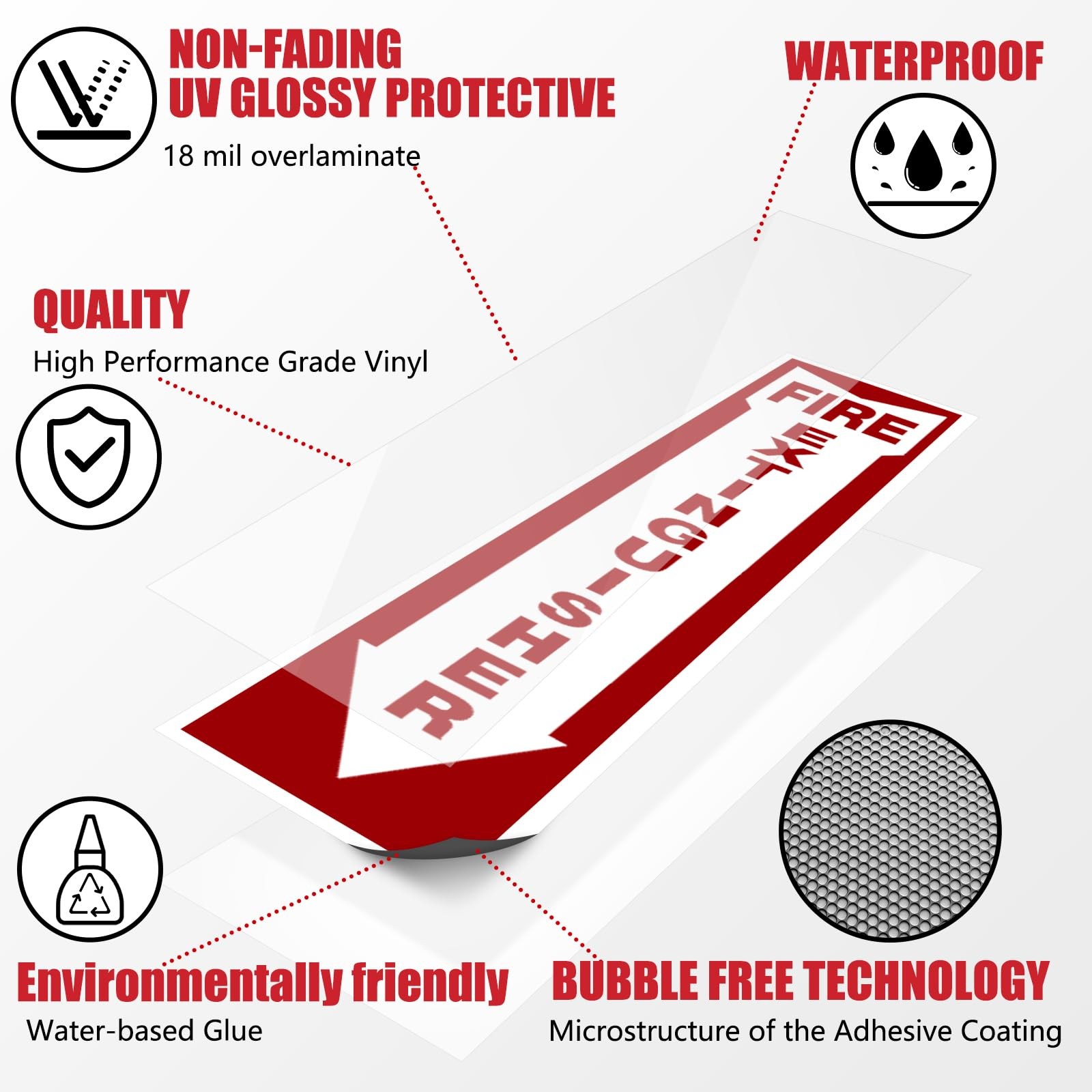 Fire Extinguisher Signs,Safety Sign Sticker glow in the dark 12 Small, red