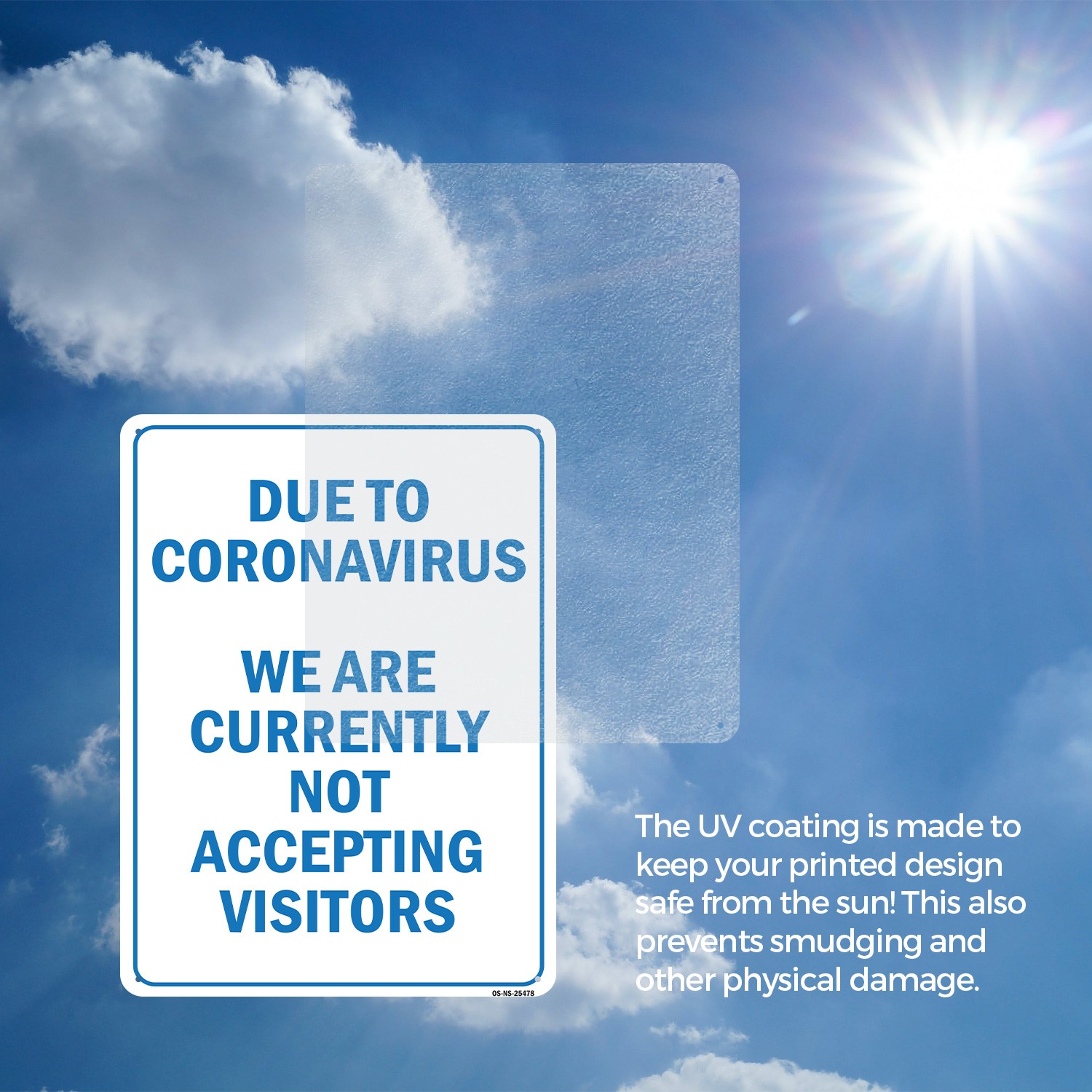 Due To Coronavirus We Are Not Accepting Visitors Public Safety Sign 5/10 Pack