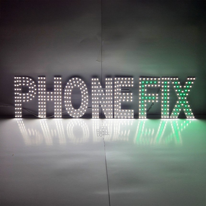EPL Signs PHONE FIX White/Green LED Sign Business 7&Prime;x34&Prime; Remote 2G Blinking Mode