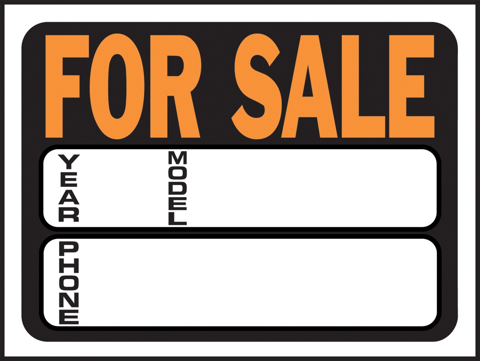 Hy Ko 3031 Auto Boat For Sale Plastic Sign 8.5X12 Orange Black Indoor Outdoor