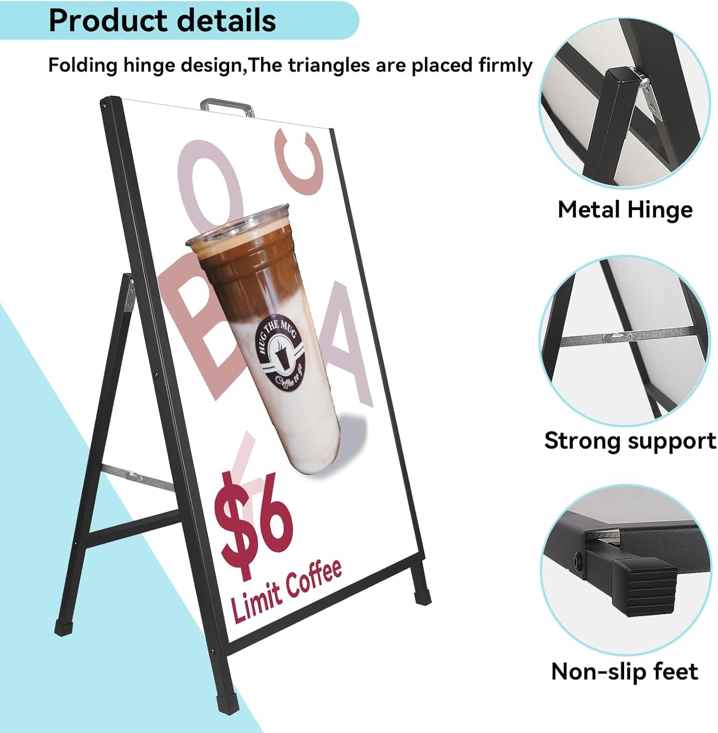 A Frame Sign Heavy-Duty 24×36 Inch Sandwich Board inches, Black