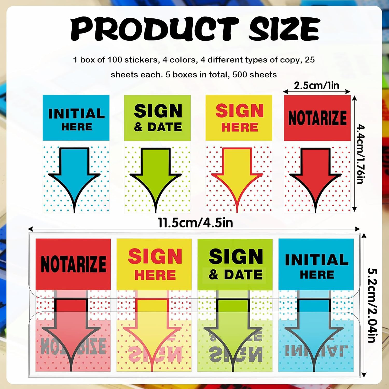 500 Sign Here Stickers & Tabs for Documents, Notary Supplies, Office Use