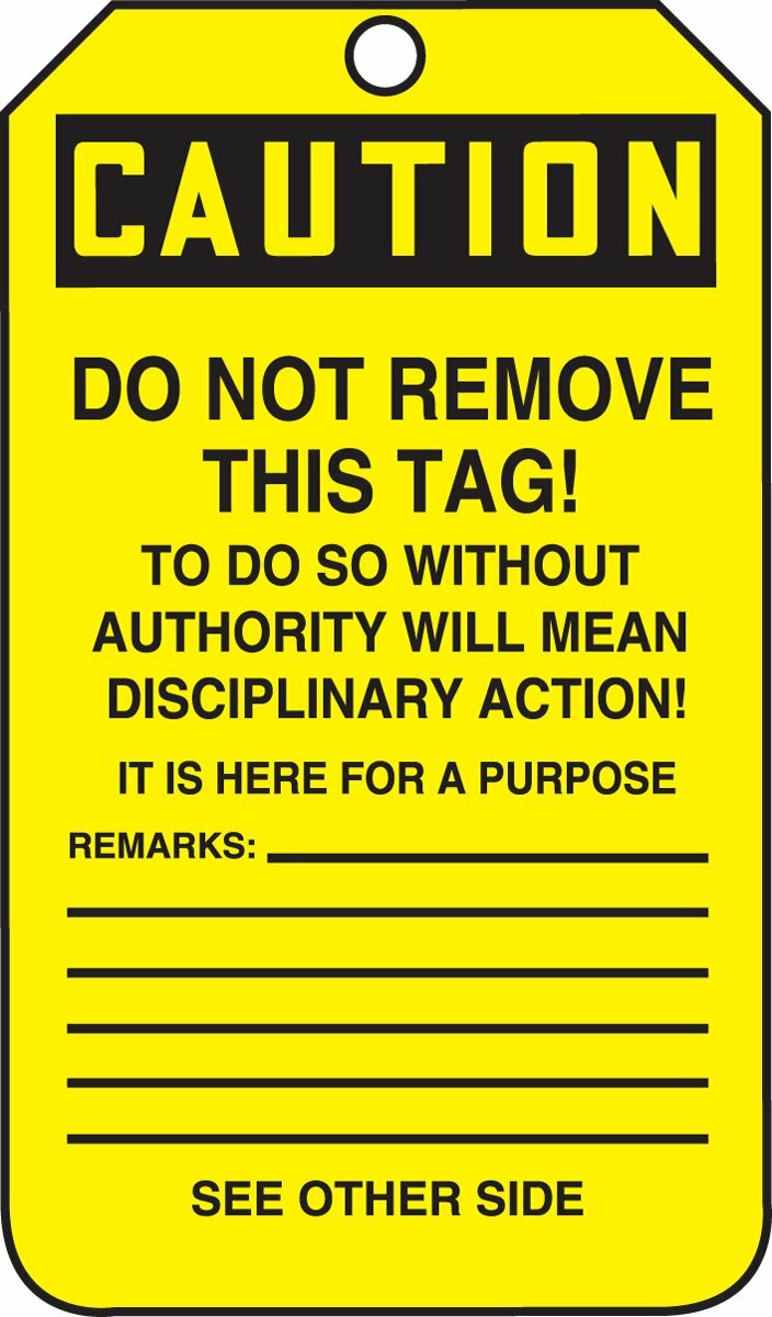Accuform MDT673CTP PF-Cardstock Jumbo Tag, Legend »Caution DO NOT Operate This Eq