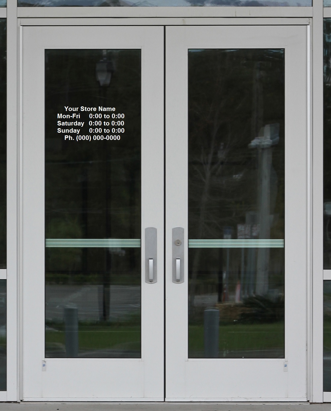 Custom Business Name Store Hours Sign Vinyl Decal Sticker 14&Prime; x 9&Prime; Window Door