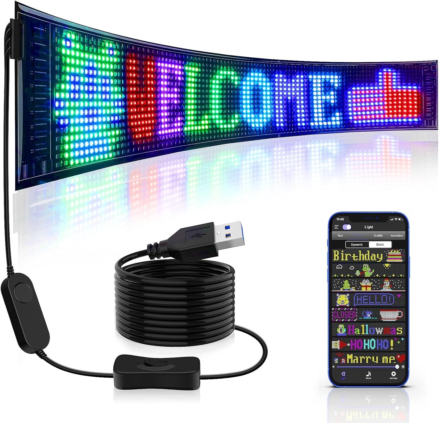 Scrolling Huge Bright Advertising LED Signs, Flexible USB 5V LED Store Sign B…