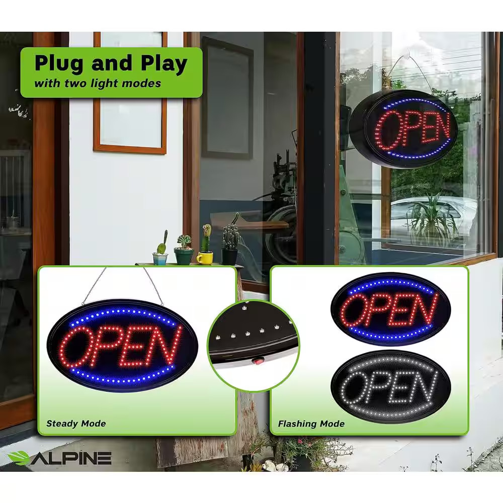 23 In. X 14 In. LED Oval Open Sign (2-Pack)