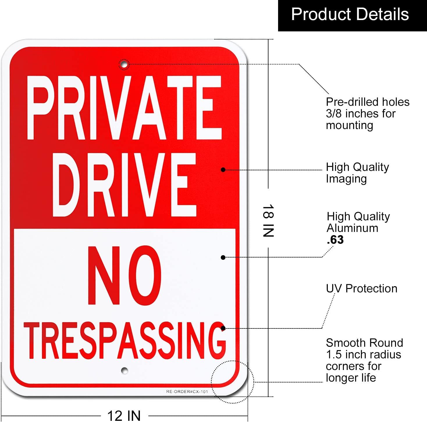 Paquete De 2 Senales De Prohibido El Paso De Private Drive, 12 » X 18 » .63 …