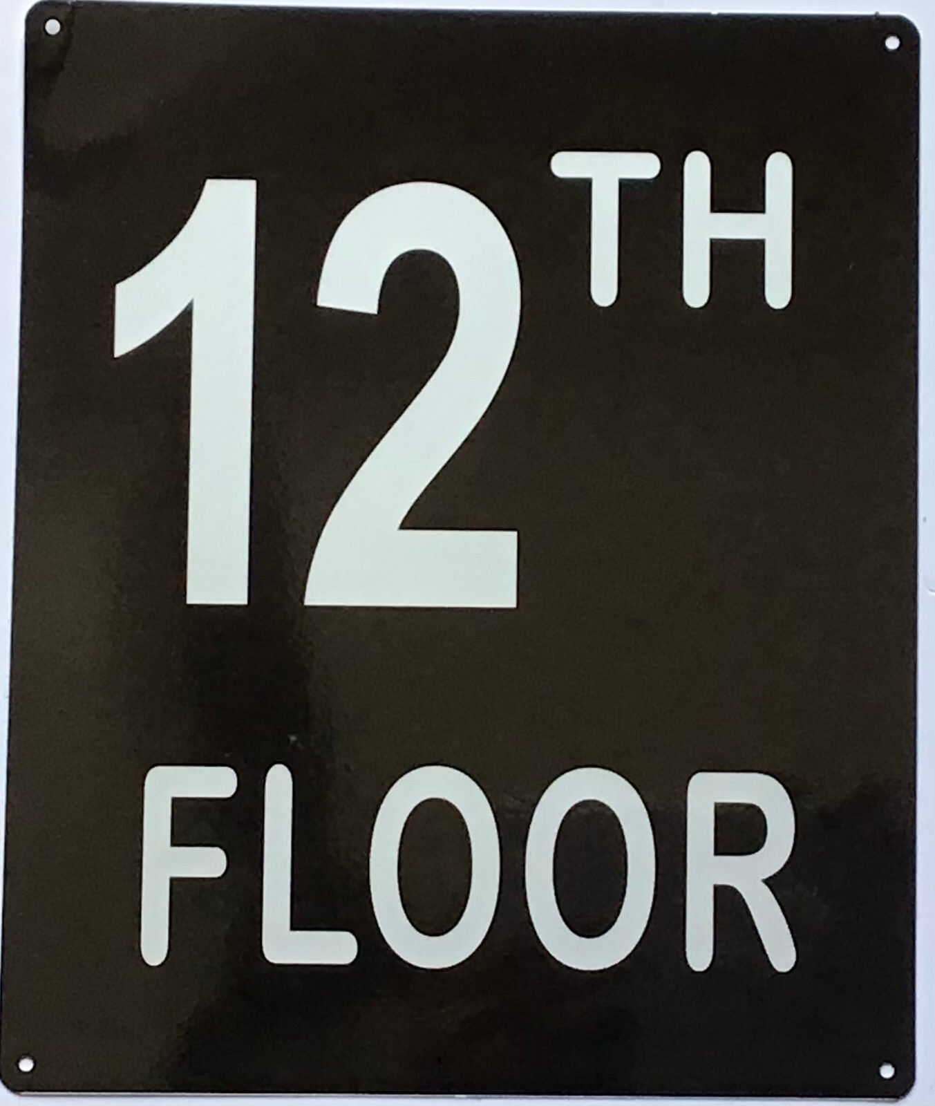 12TH FLOOR SIGN (10X12, Black Background, Aluminum)-REF24-1027