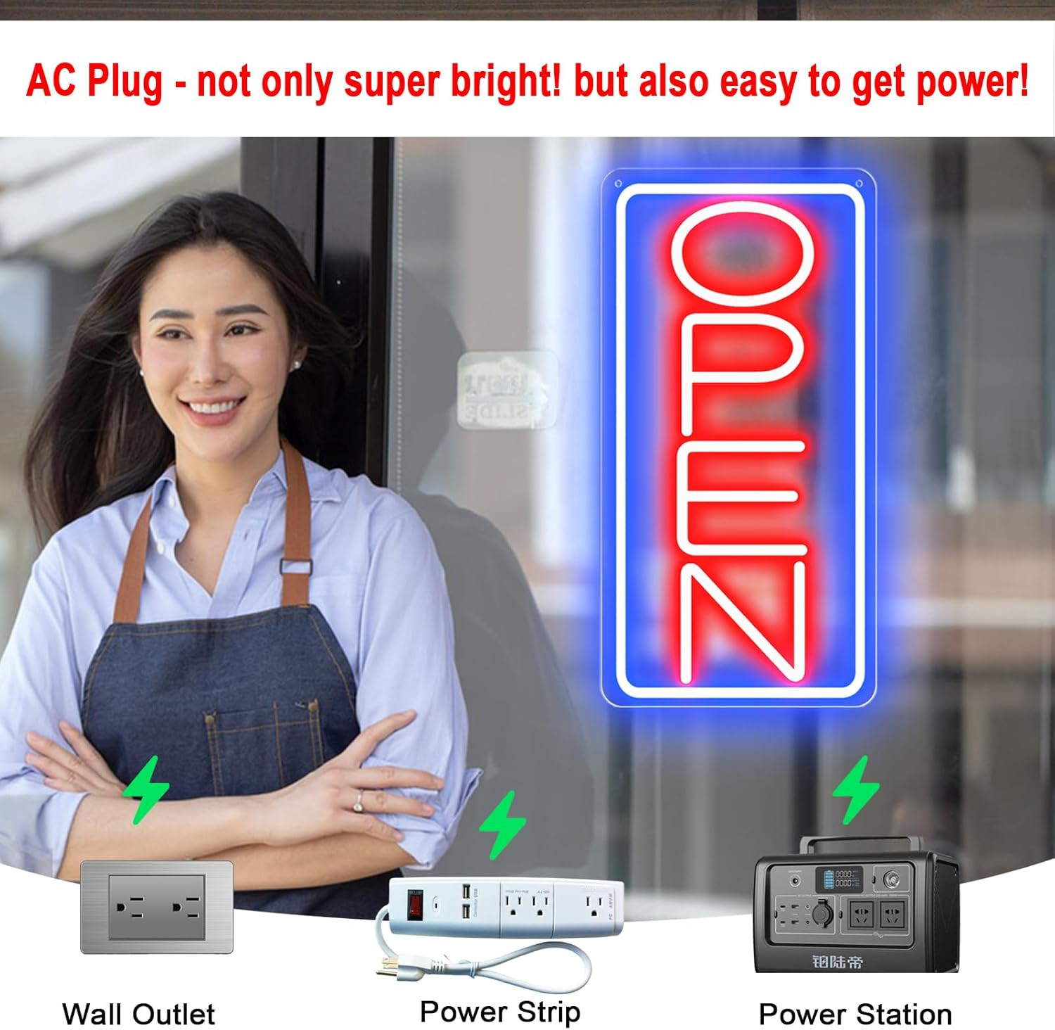 22&Prime; X 11&Prime; Led Neon Open Signs for Business 12V/2A Ultra Bright Led Neon Open Sig