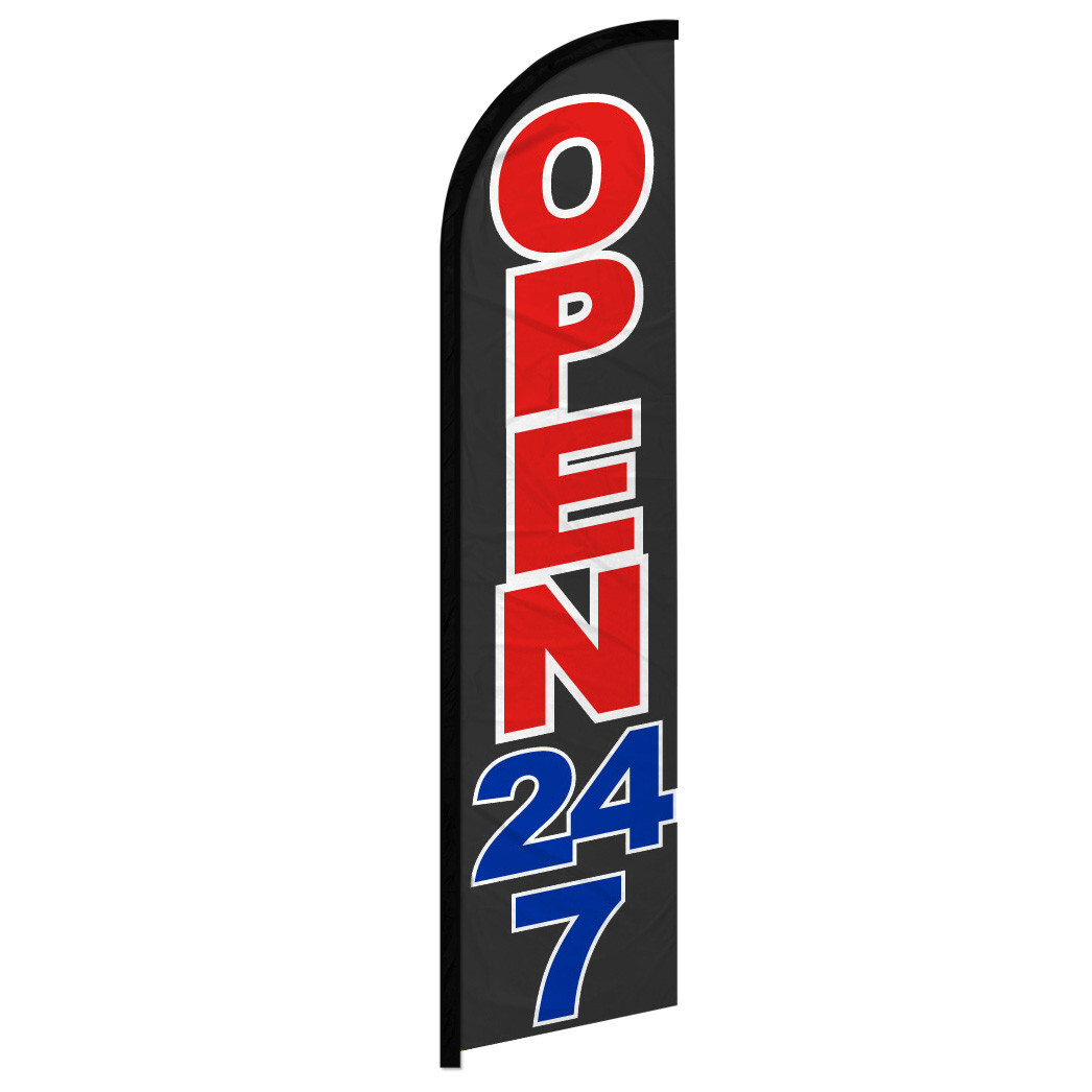 Open 24/7 Windless Advertising Swooper Flag Open Welcome Sign