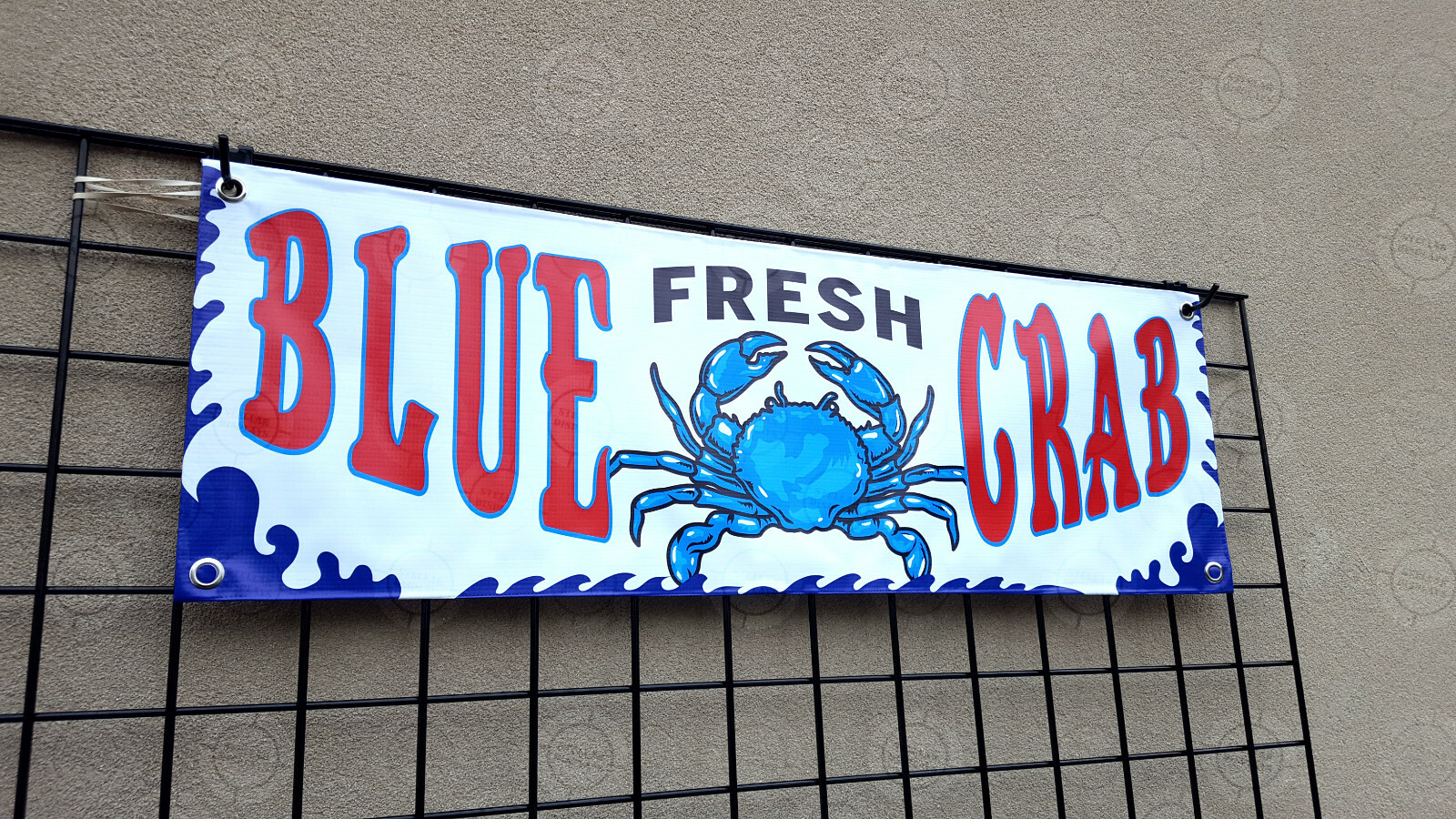 FRESH BLUE Crab Banner Food Restaurant Open Sign Shop Display Colorful Vinyl Cod