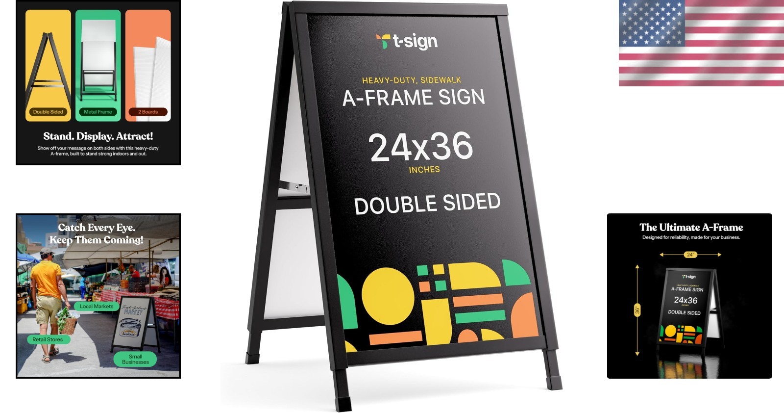 Outdoor A-Frame Sign Holder 24×36 Inch – Heavy Duty Steel, Double-Sided Display