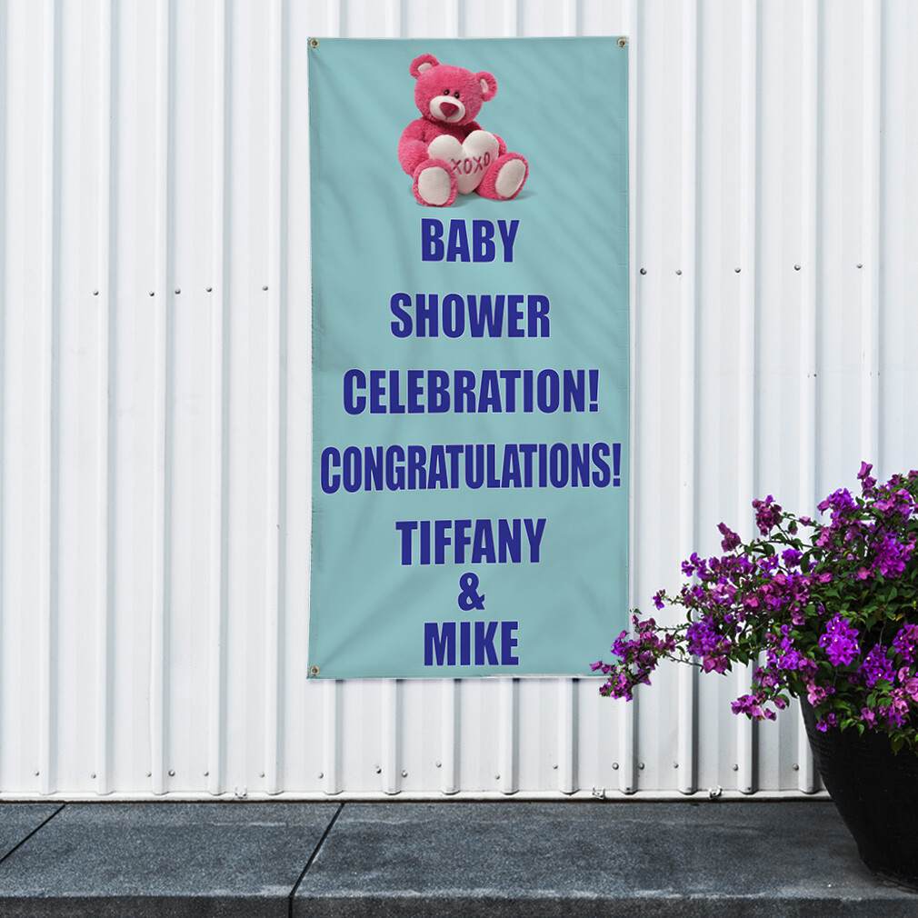 Vertical Vinyl Banner Multiple Sizes Baby Shower Custom Title Message Style 12