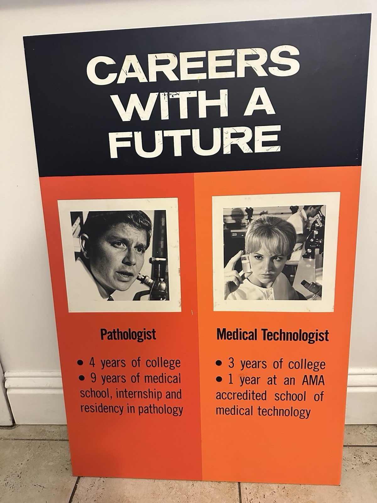 1970s Vintage Healthcare Signs w/original case Lab Scientist Movie Set Play
