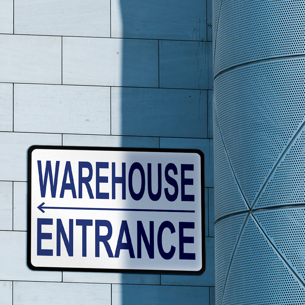 Horizontal Metal Sign Left Directional Brushed Aluminum A Warehouse