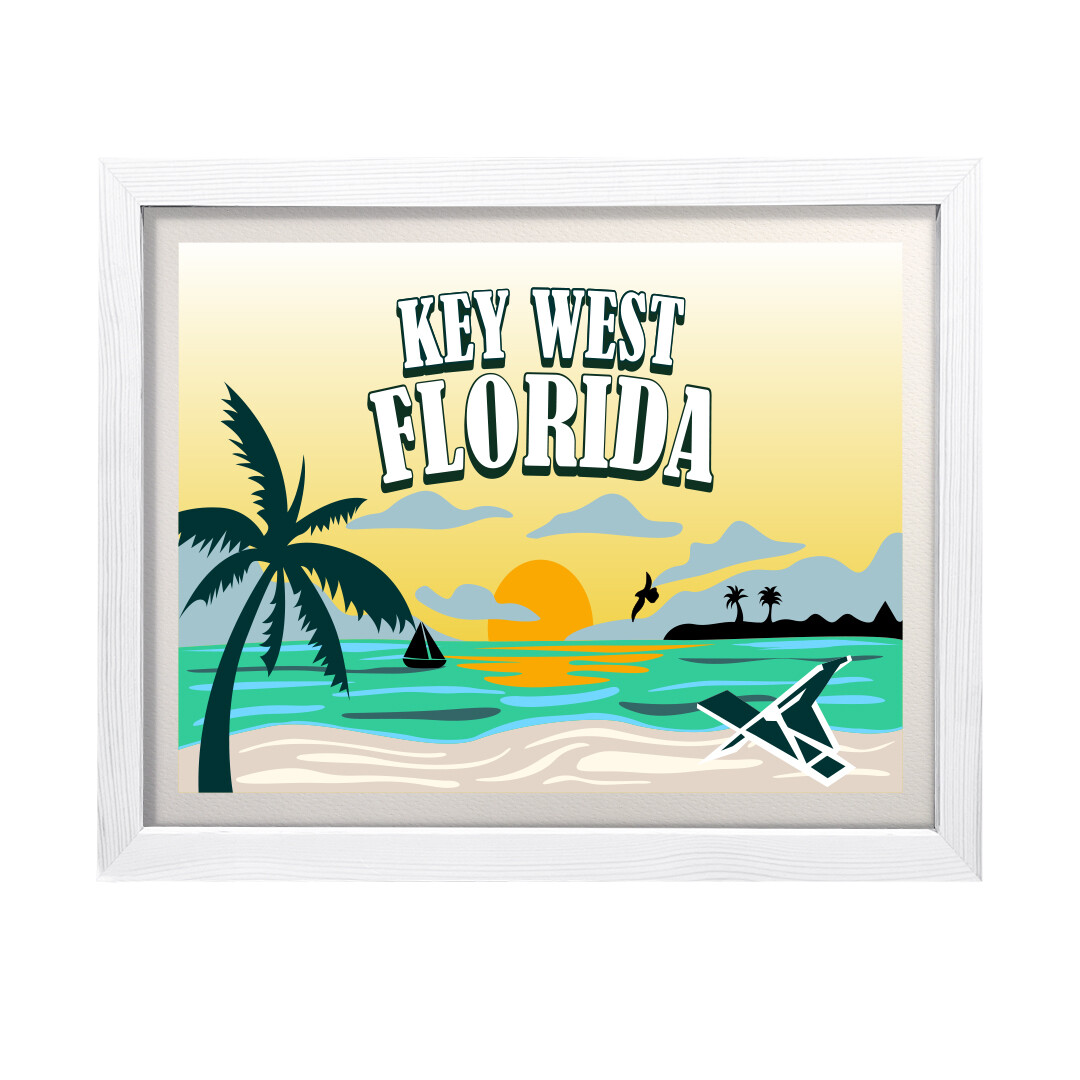 Key West Florida, Wall Print Art | Multiple Frame Options (Unframed or Framed)