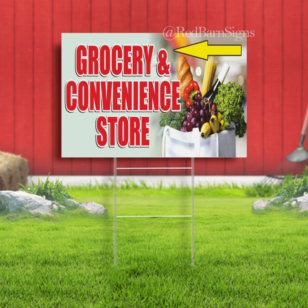 GROCERY CONVENIENCE STORE market shop open Indoor Outdoor Yard Sign with metal s