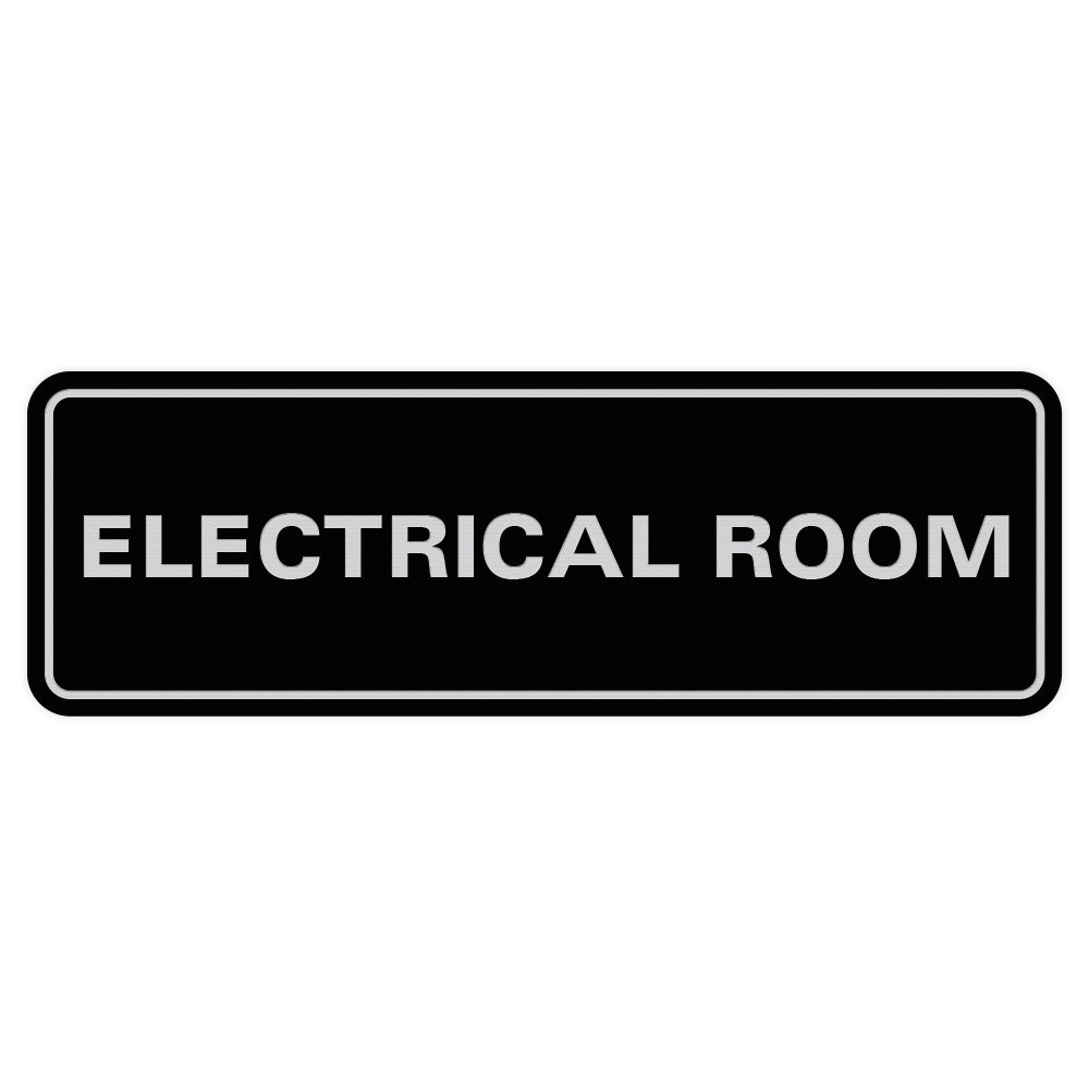 Standard Electrical Room Sign Black Small 1 Pack