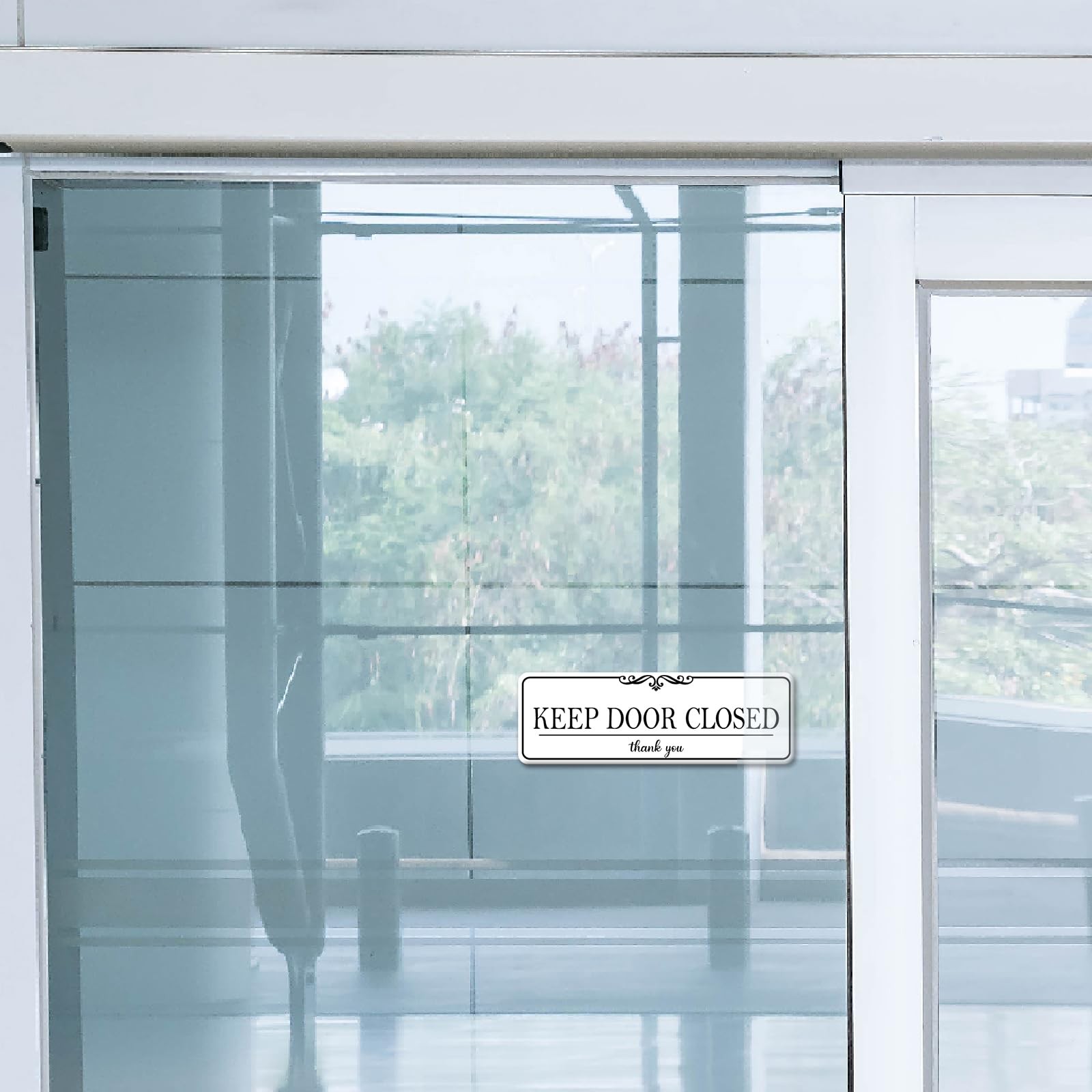 Elegant White 9×3 Inch Keep Door Closed Sign Acrylic Self Stick Wall Signage
