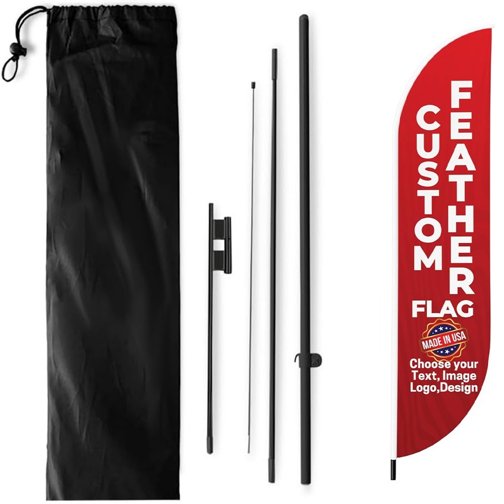 Custom Feather Flag Ground Spike Personalised Swooper Flag-Logo Text, 2.5×11.5ft