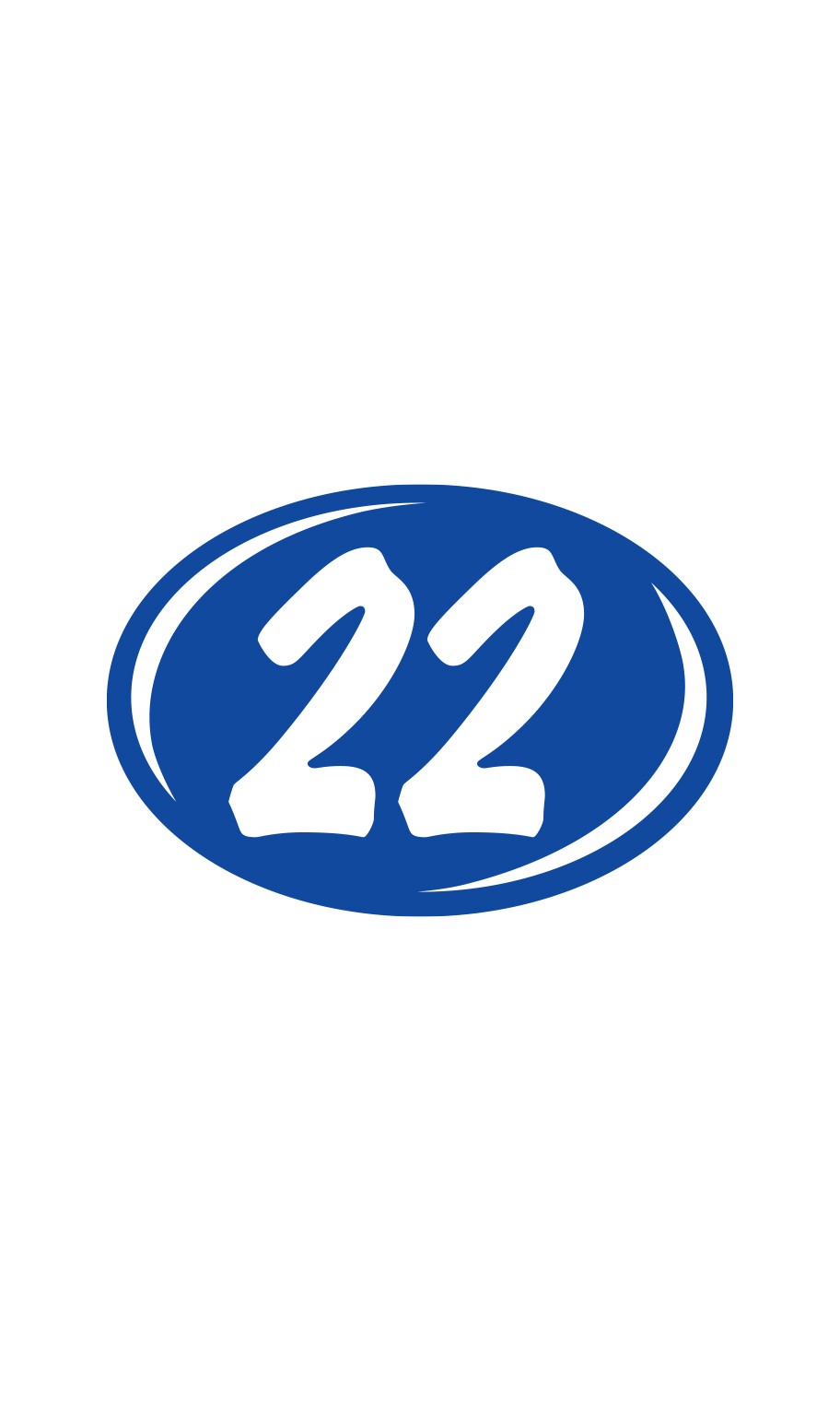 Oval 2-Digit Year Stickers – White/Blue – « 22 » – Pack of 12