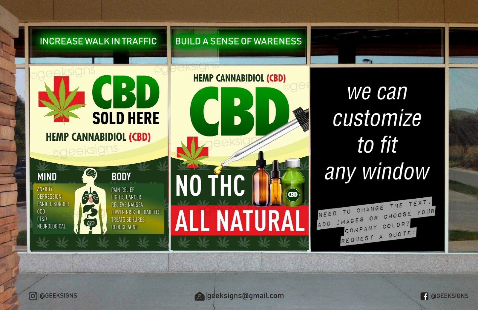 CBD sign window graphics decal wrap