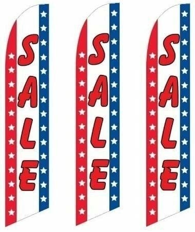 3 (three) Pack Tall Swooper Flags Sale Red White Blue Vertical Stars