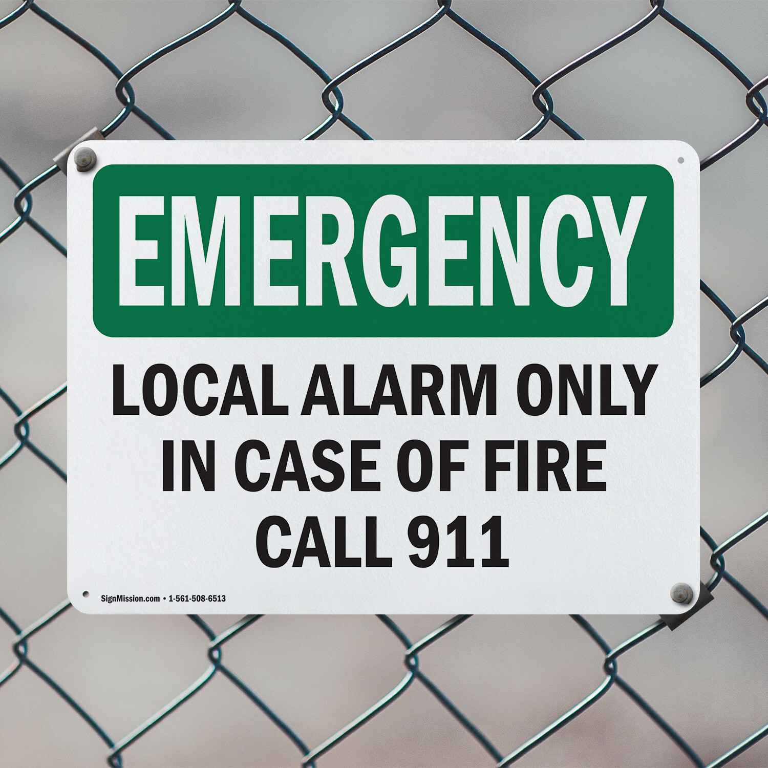 (2 Pack) Local Alarm Only In Case Of Fire Call 911 OSHA Emergency Sign Decal