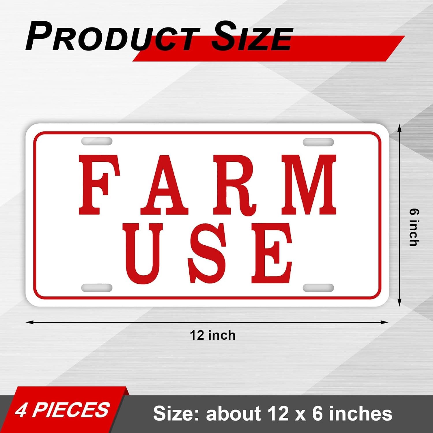 Blulu 4 Pieces Farm Use ID Tag Sign 12 x 6 Inch, Aluminum Reflective Rust Free F
