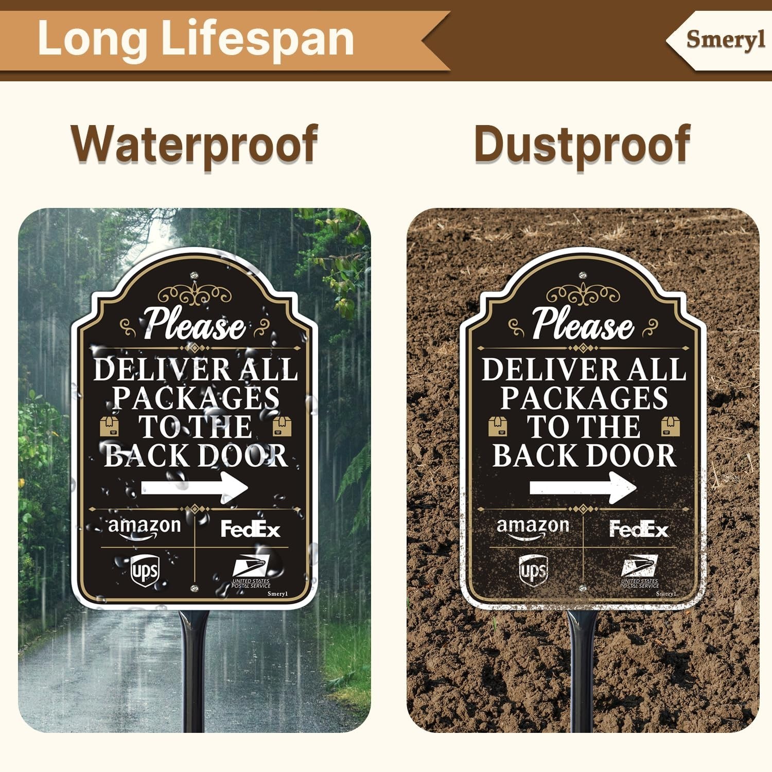 Back Door Package Delivery Sign with Arrow, 12&Prime;x8&Prime;, Rust-Free Aluminum, Weatherp