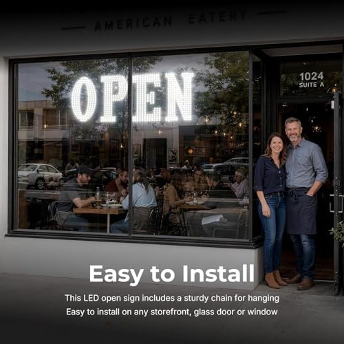 40&Prime; x 14&Prime; Large LED Open Sign with Remote Control High Bright Visibility