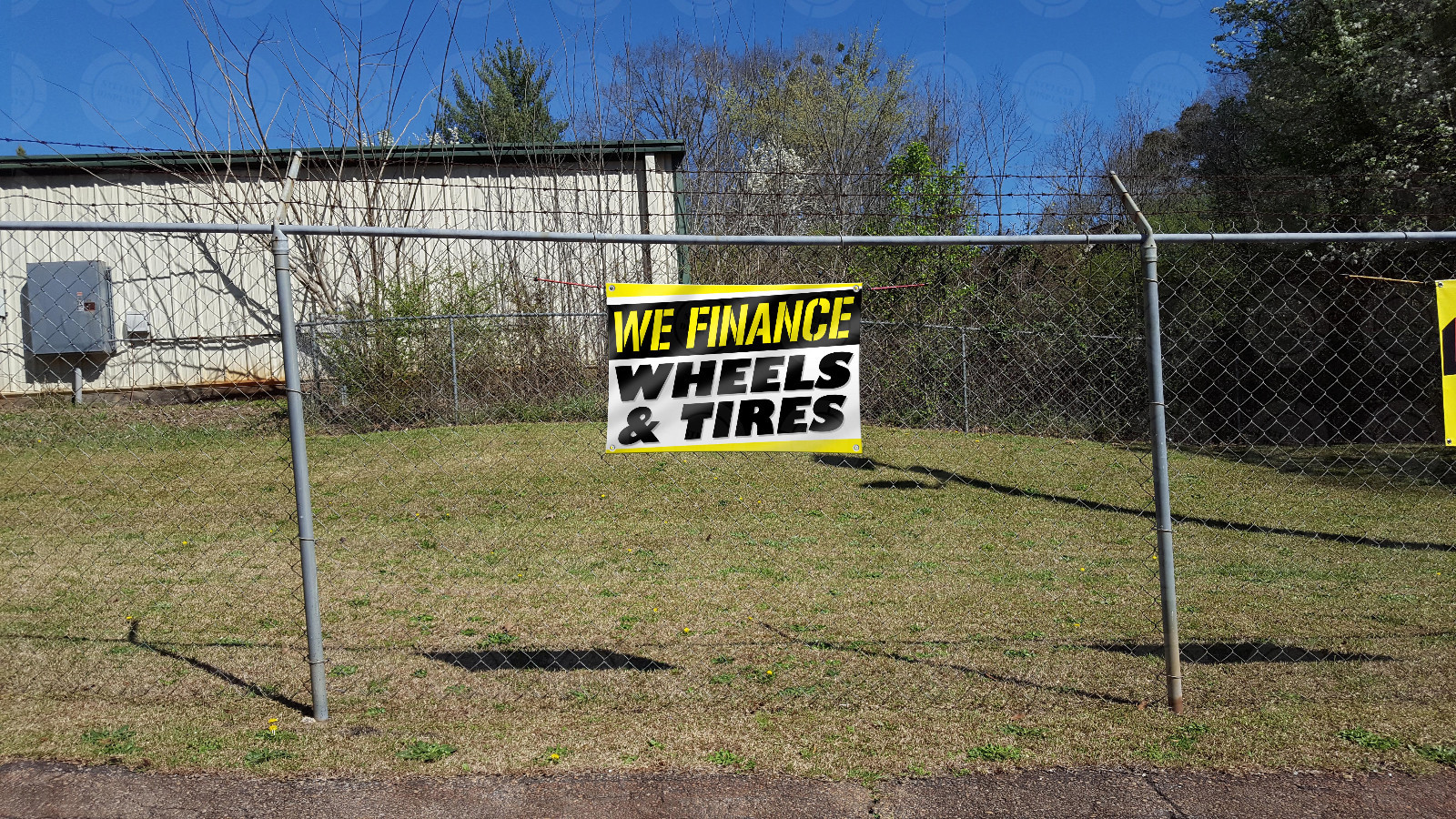WE FINANCE WHEELS & TIRES Banner Display Mechanic Open Shop Poster Rims Llantas