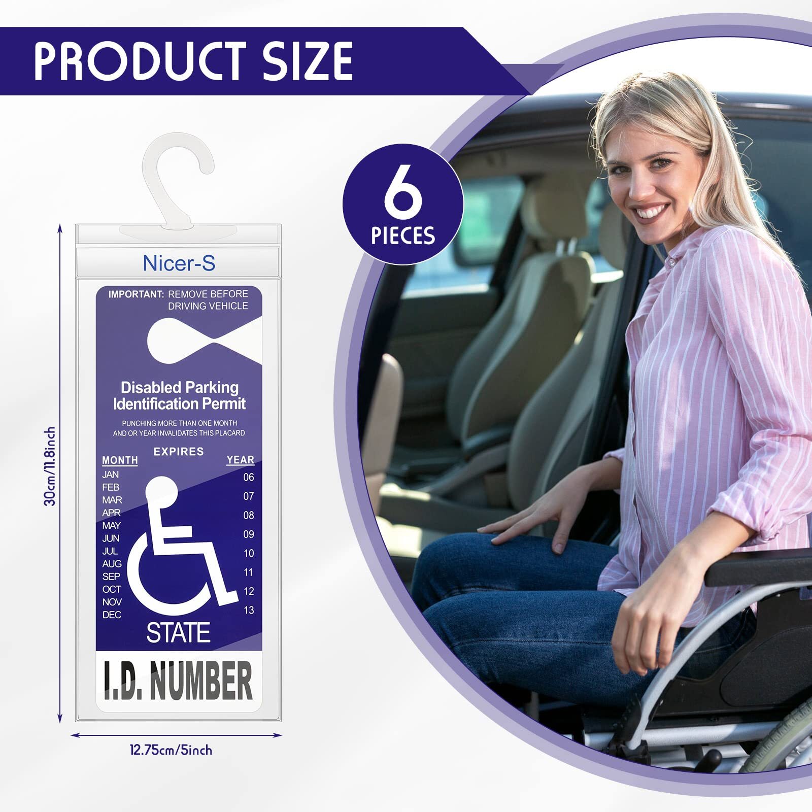 6 Pack Handicap Placard Holder Handicap Parking Sign Holder with Hanging Hook