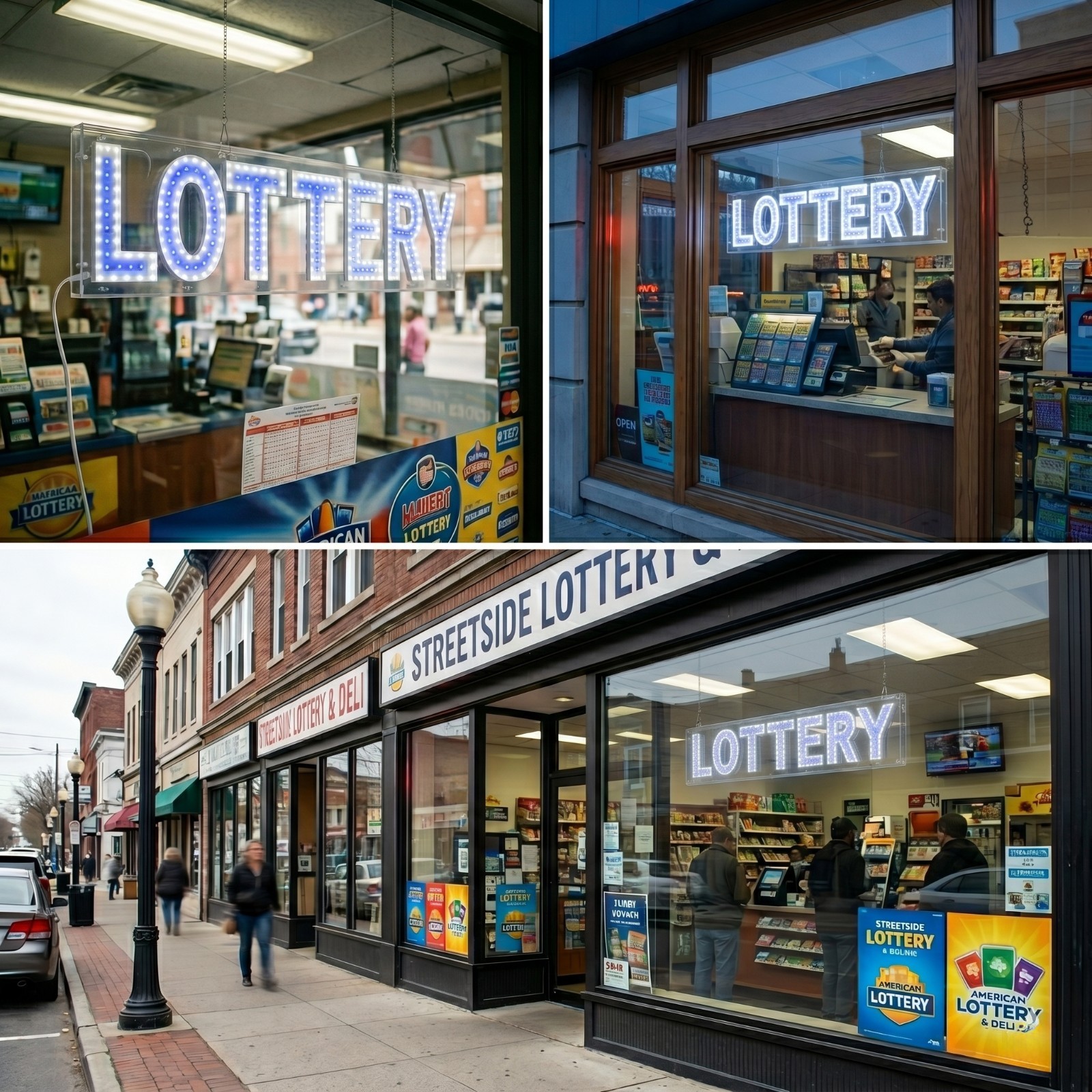 EPL Signs LOTTERY Blue LED Sign Business 7&Prime;x32&Prime; 1G On-Off Mode