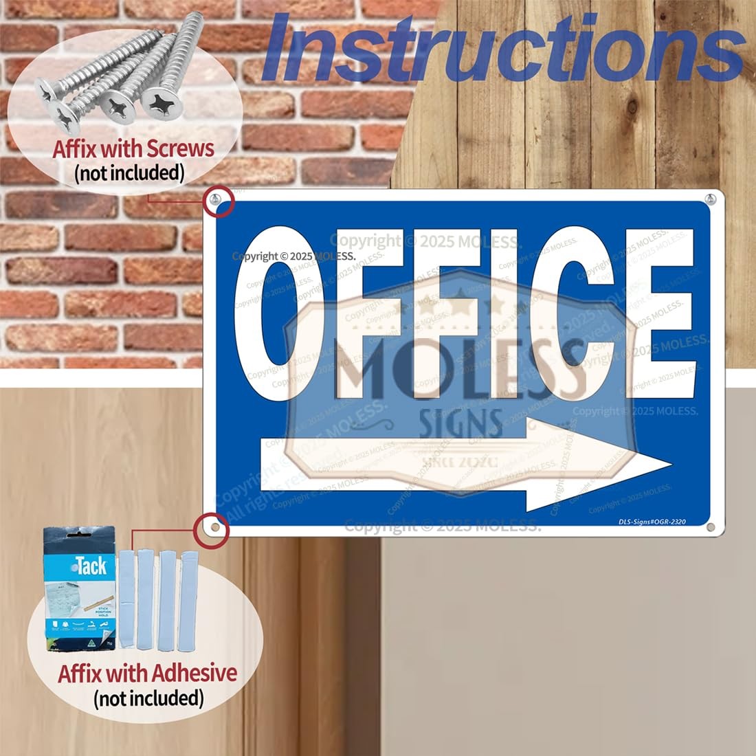 Office Sign – 12 × 8″ Rust-Free Aluminum Signs for Business with Right Arrow …