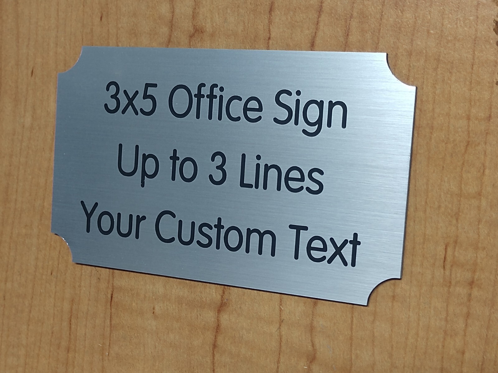 Custom Engraved 3×5 in. Brushed Silver Wall Door Sign / Small Business Plaque