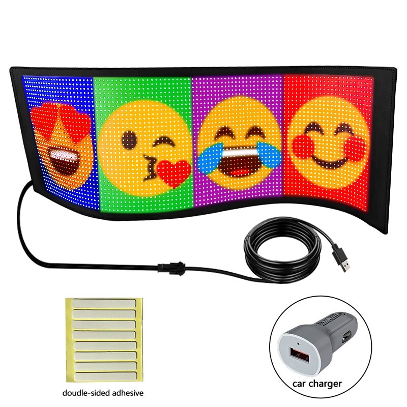 Car RGB LED Sign Scrolling Message Display Board Screen Programmable APP Control