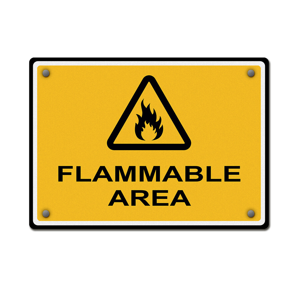 Horizontal Metal Sign Flammable Area Clean Weatherproof Street Signage