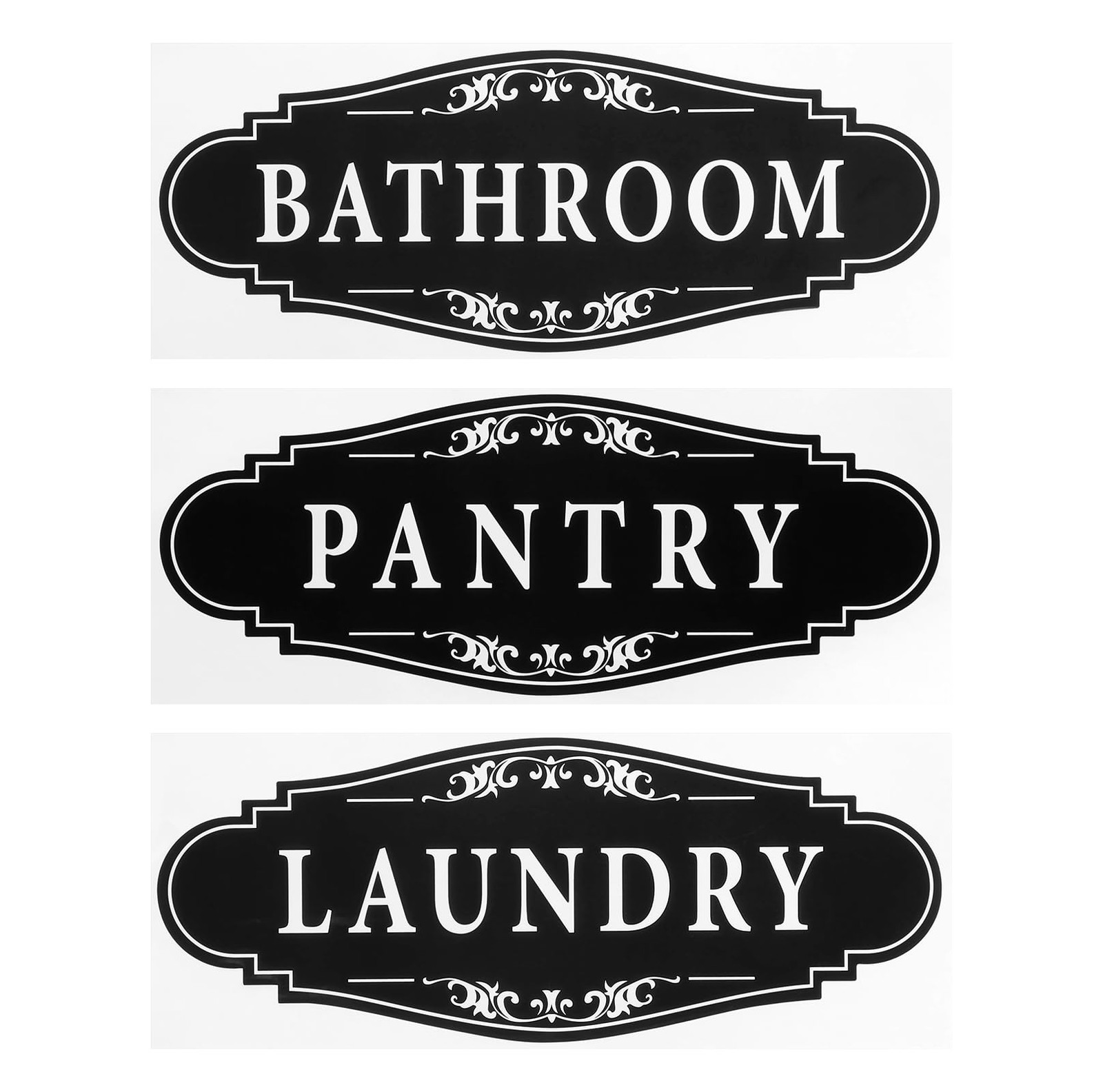 3PCS Laundry Room Sign Bathroom Pantry Door Signs Sticker, Self-Adhesive Bath…