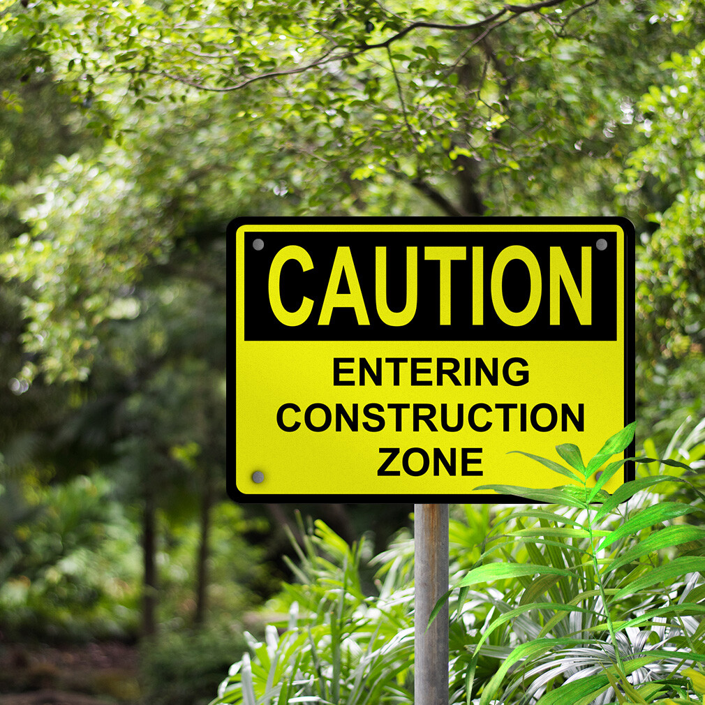 Horizontal Metal Sign Caution Entering Construction Zone A Safety