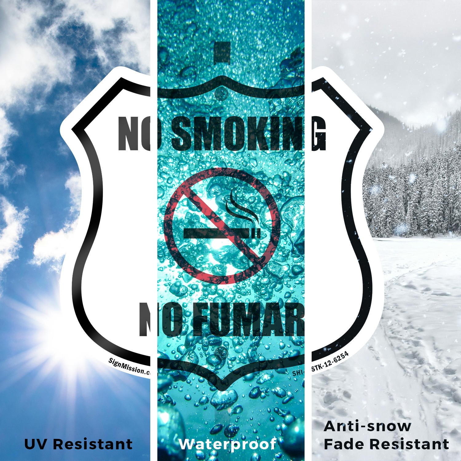 No Smoking No Fumar Bilingual English / Spanish Weather Shield Sign With Stake