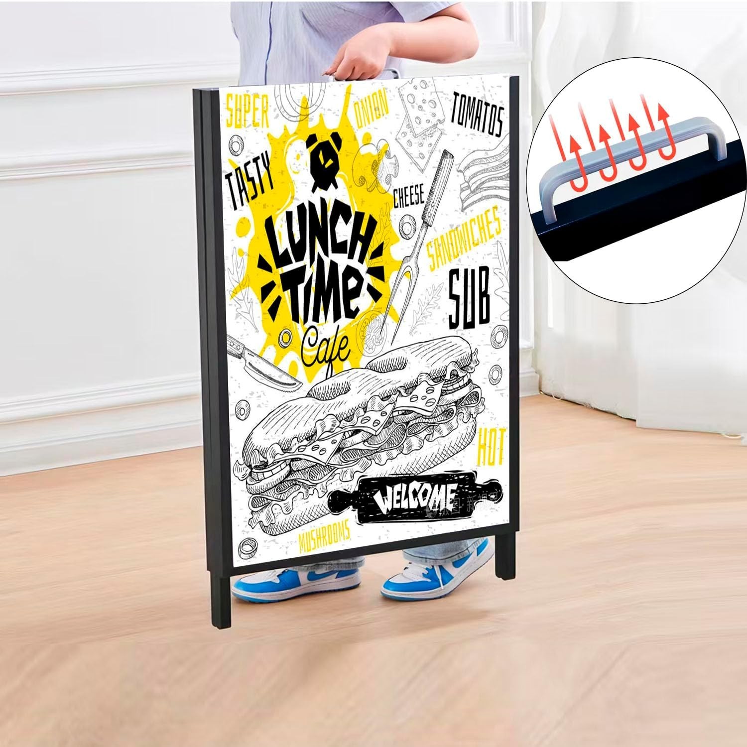 24 x 36 Inch A Frame Sign Double-Sided Folding Sandwich Board Heavy Duty