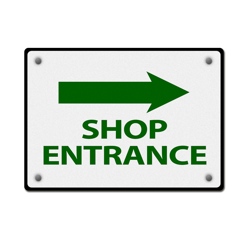 Aluminum Horizontal Metal Sign Shop Entrance Right Directional Acrylic Door