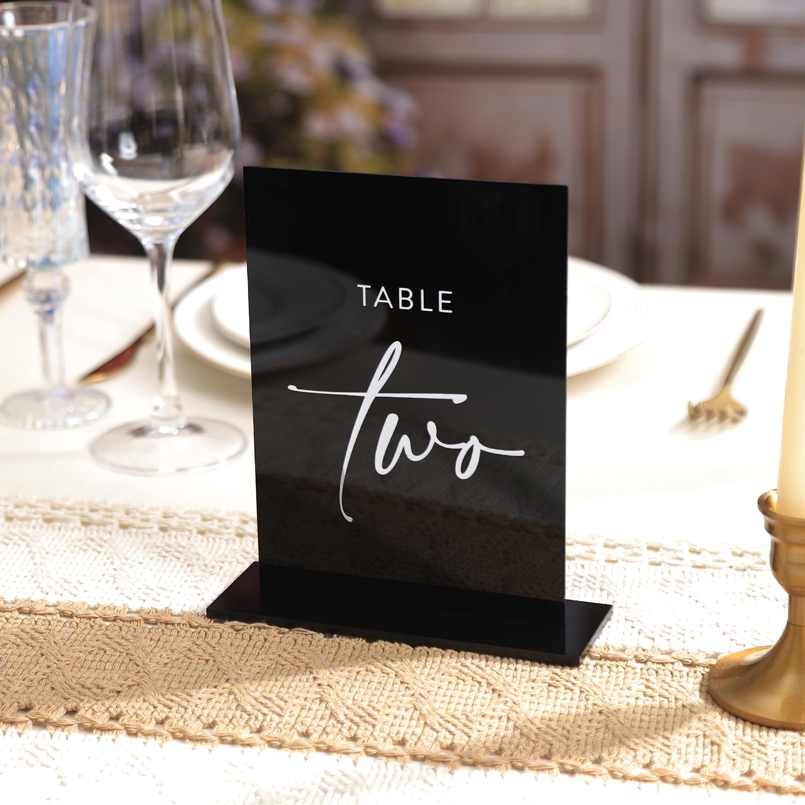5×7 Inch Black Double Sided Acrylic Wedding Table Numbers 120 Stands