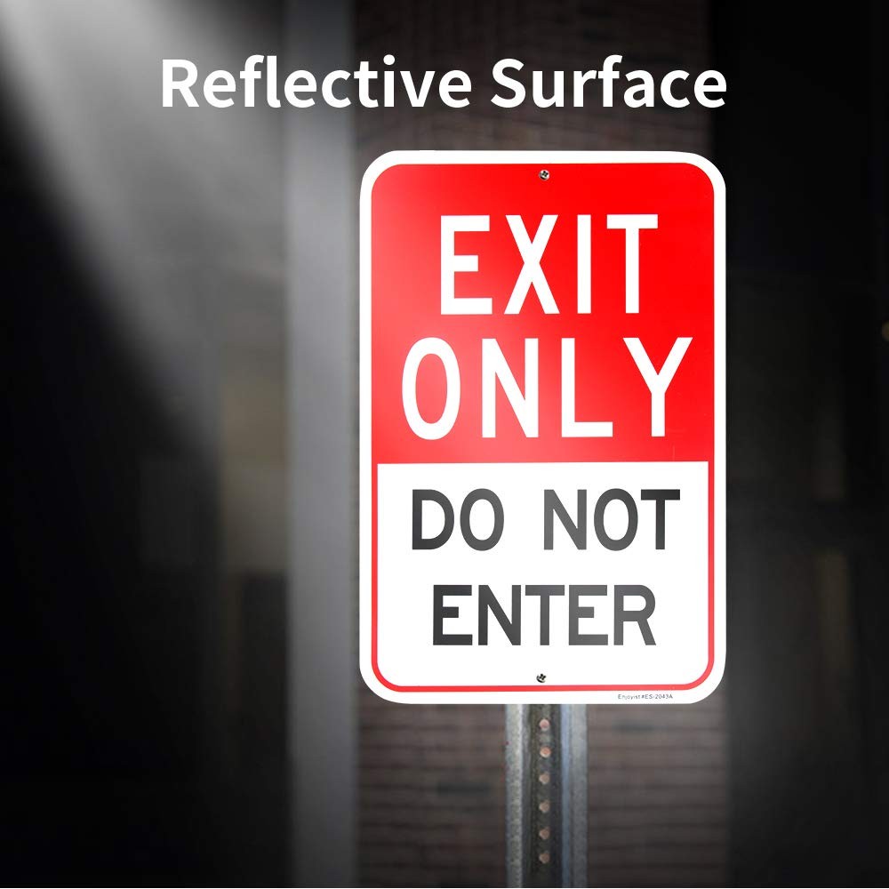2-Pack 18×12 Exit Only Do Not Enter Sign, .04 Reflective Aluminum, Rust Free