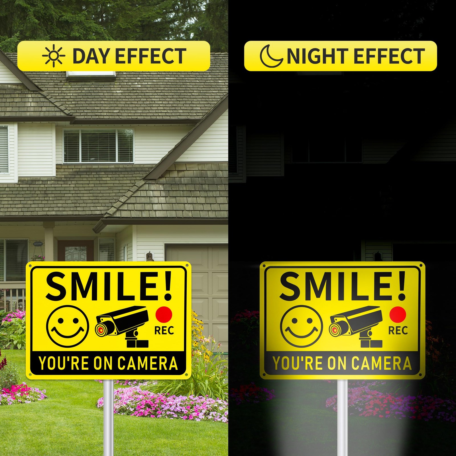 2 Pack Smile You&rsquo;re on Camera Signs – Video Surveillance Signs Outdoor, 10&Prime;x7…
