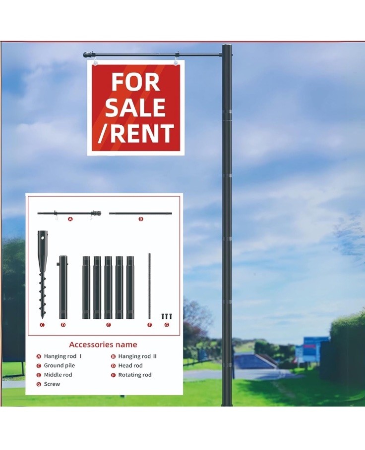 🔥1x Estate Sign Posts, 7FT Tall Metal For Real Estate for Estate Yard Sale Sign