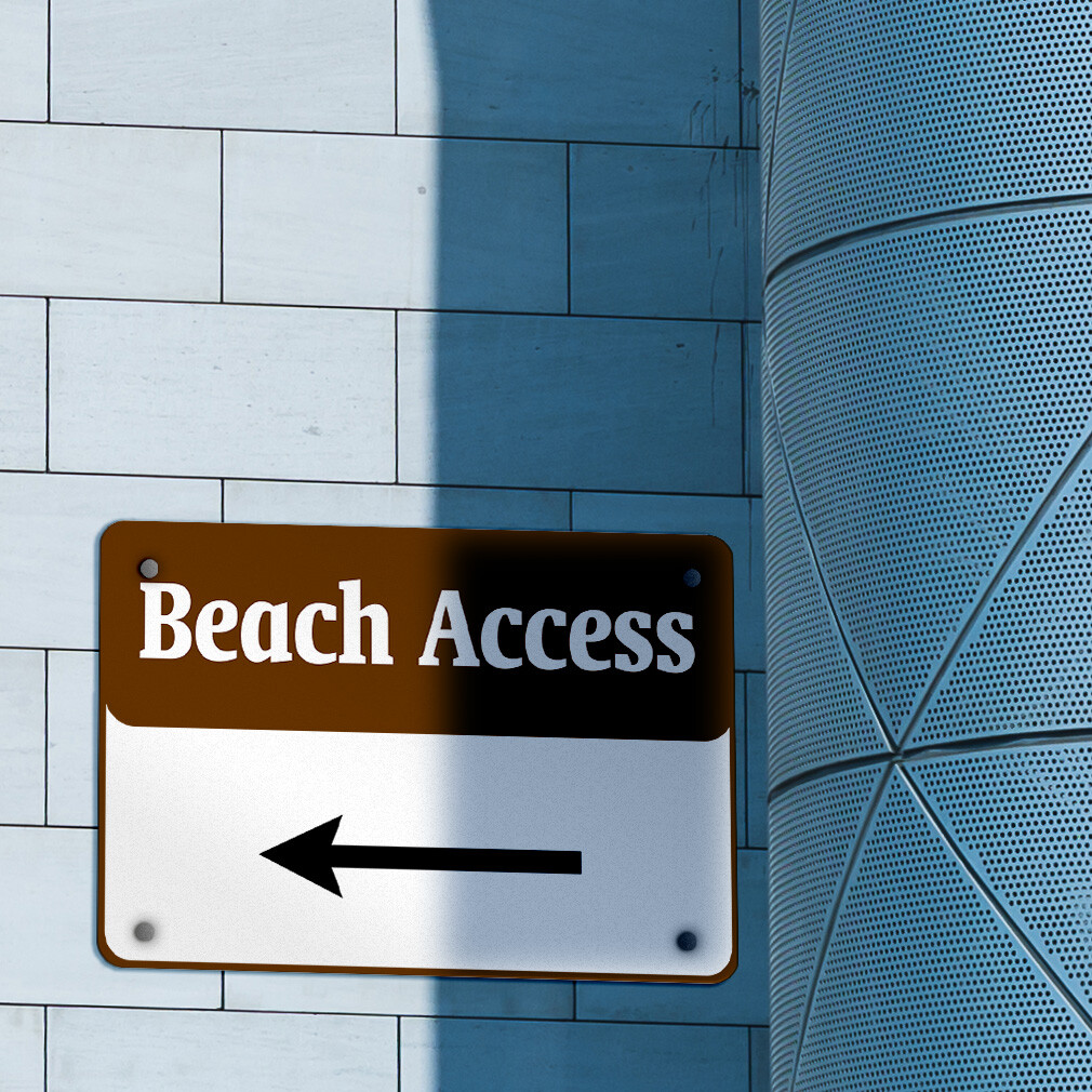 Horizontal Metal Sign Beach Access Left Arrow Activity Campground