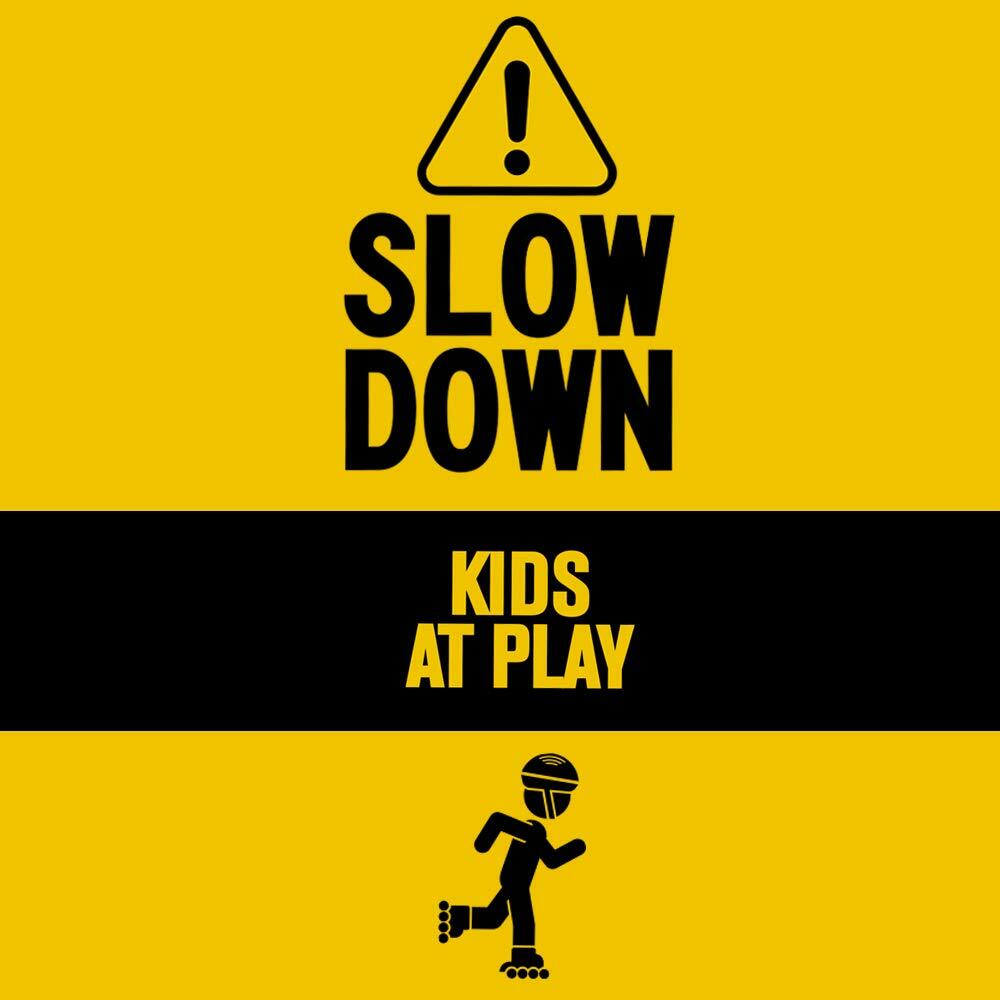 Teardrop Flag Sign, Slow Down Kids At Play, Yellow